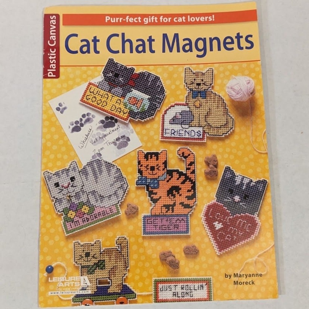 Leisure Arts Cat Chat Magnets Plastic Canvas Pattern Booklet Maryanne Moreck
